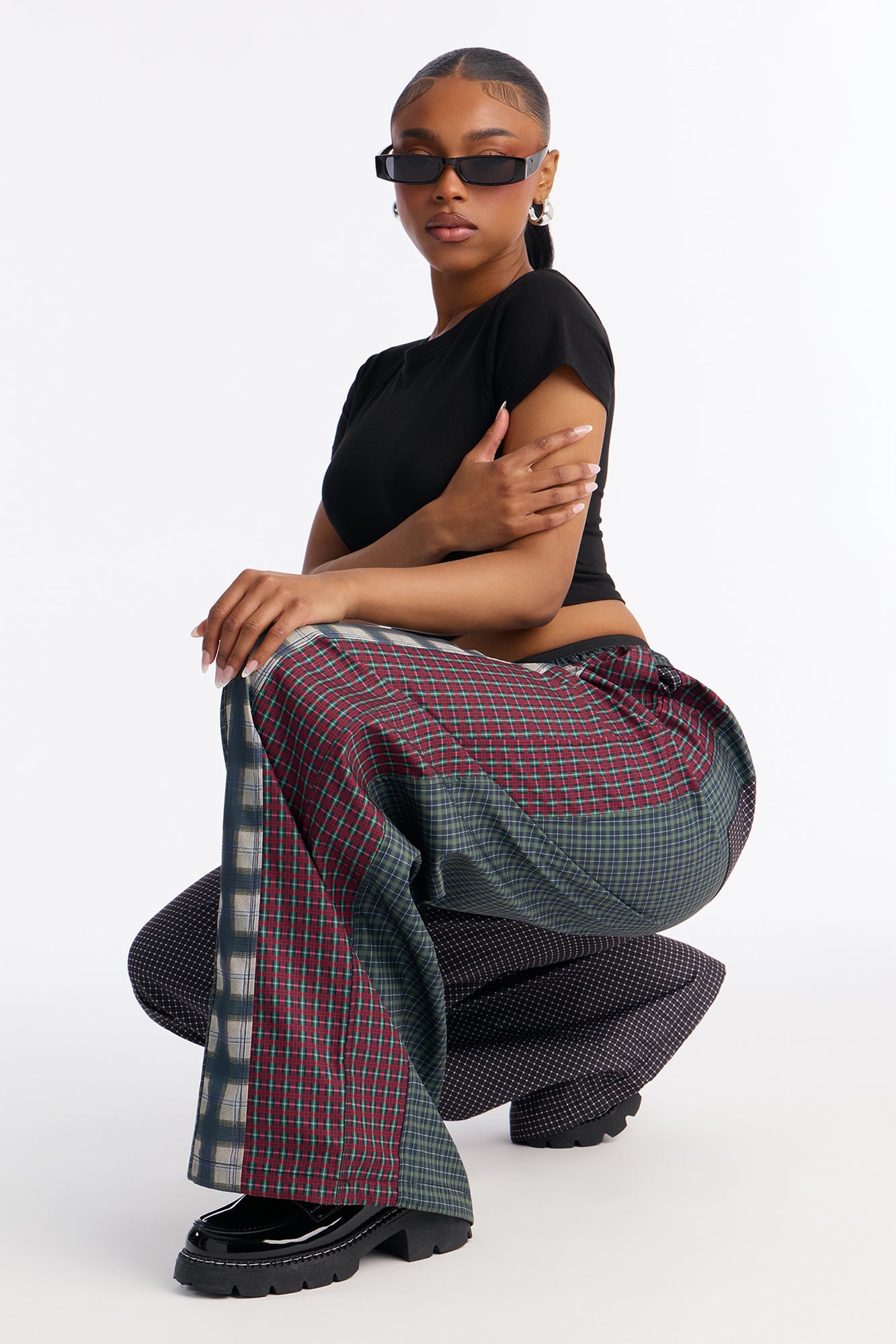 Chill But Killer Mixed Plaid Windbreaker Pant 33″ - Grey/combo