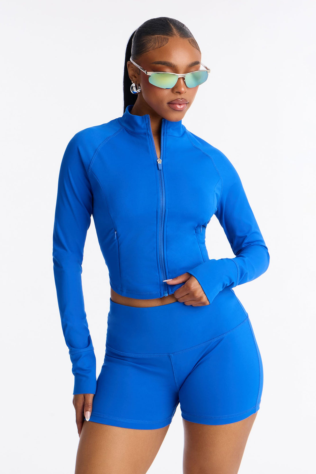 Sporty Vibe Biker Short Set - Blue