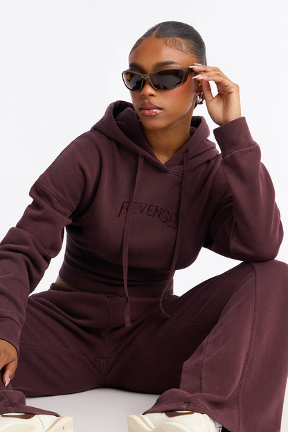 Revenge Fleece Wide Leg Pant Set - Plum