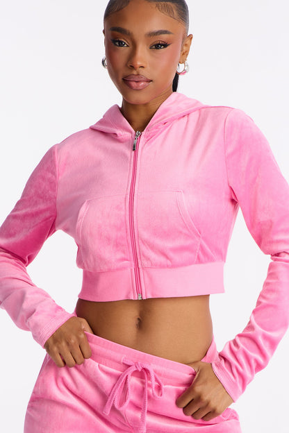 The Original Trendsetter Wide Leg Velour Set - Bubblegum Pink