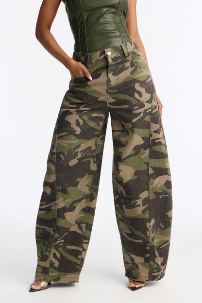 Brat Mode Camouflage Barrel Leg Pant 30″ - Camouflage