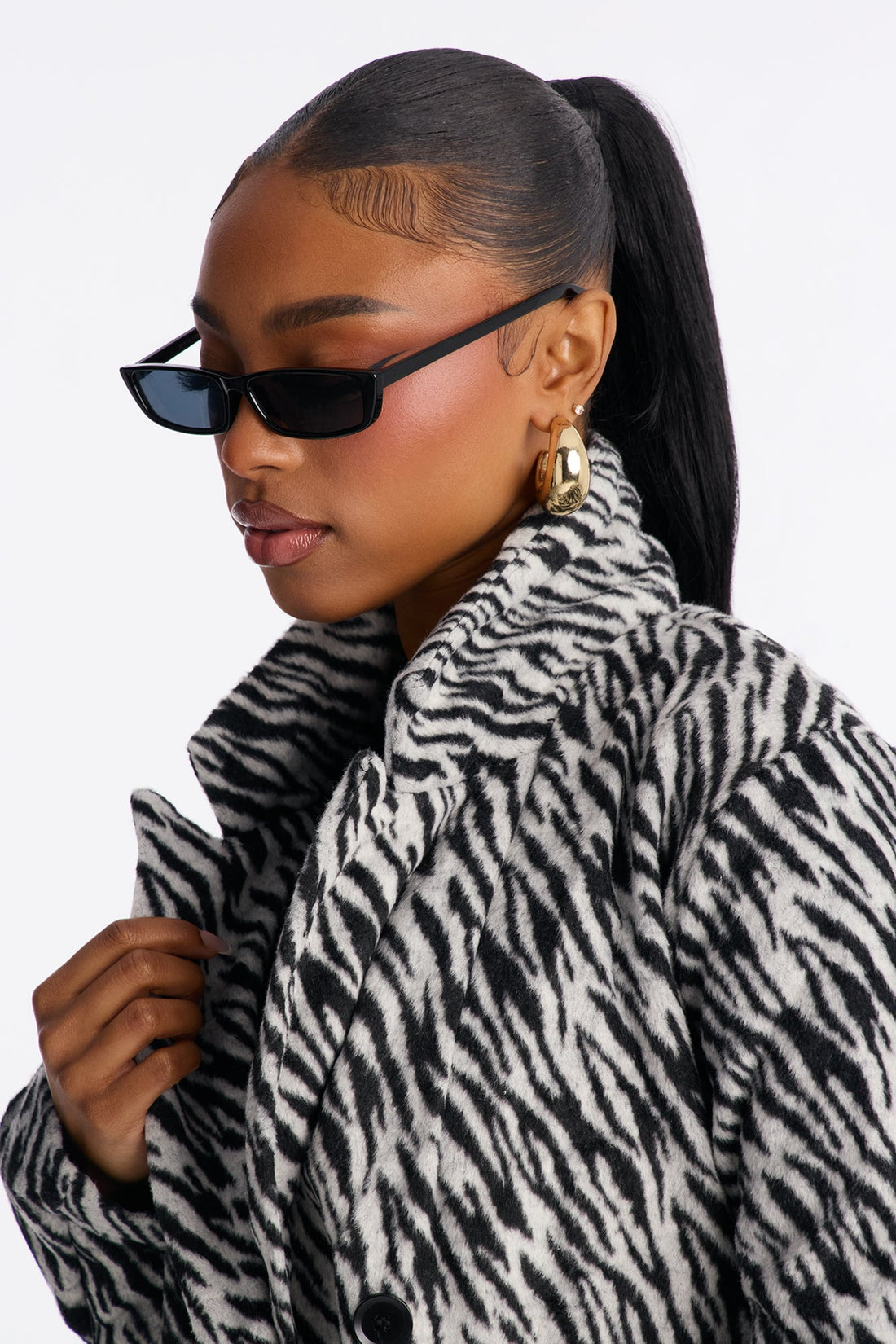 Lost Feelings Zebra Print Trench Coat - Black/combo