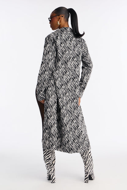 Lost Feelings Zebra Print Trench Coat - Black/combo