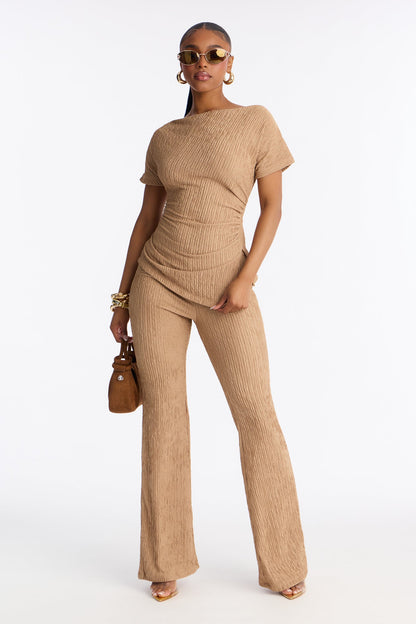Delilah Textured Pant Set - Mocha