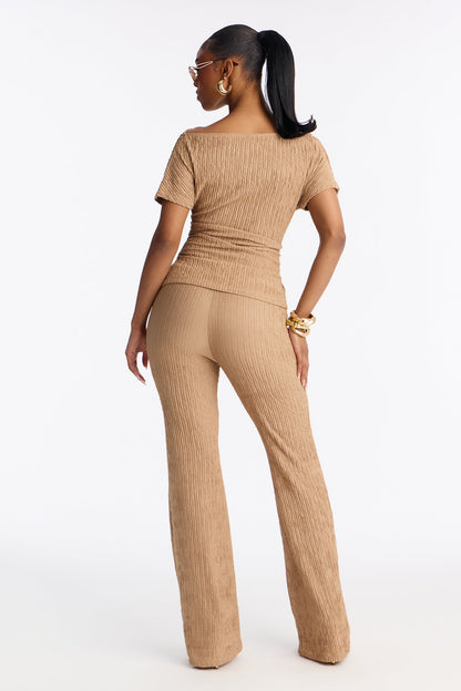Delilah Textured Pant Set - Mocha