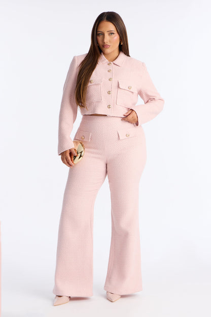 Mary Jane Cropped Tweed Coat - Pink