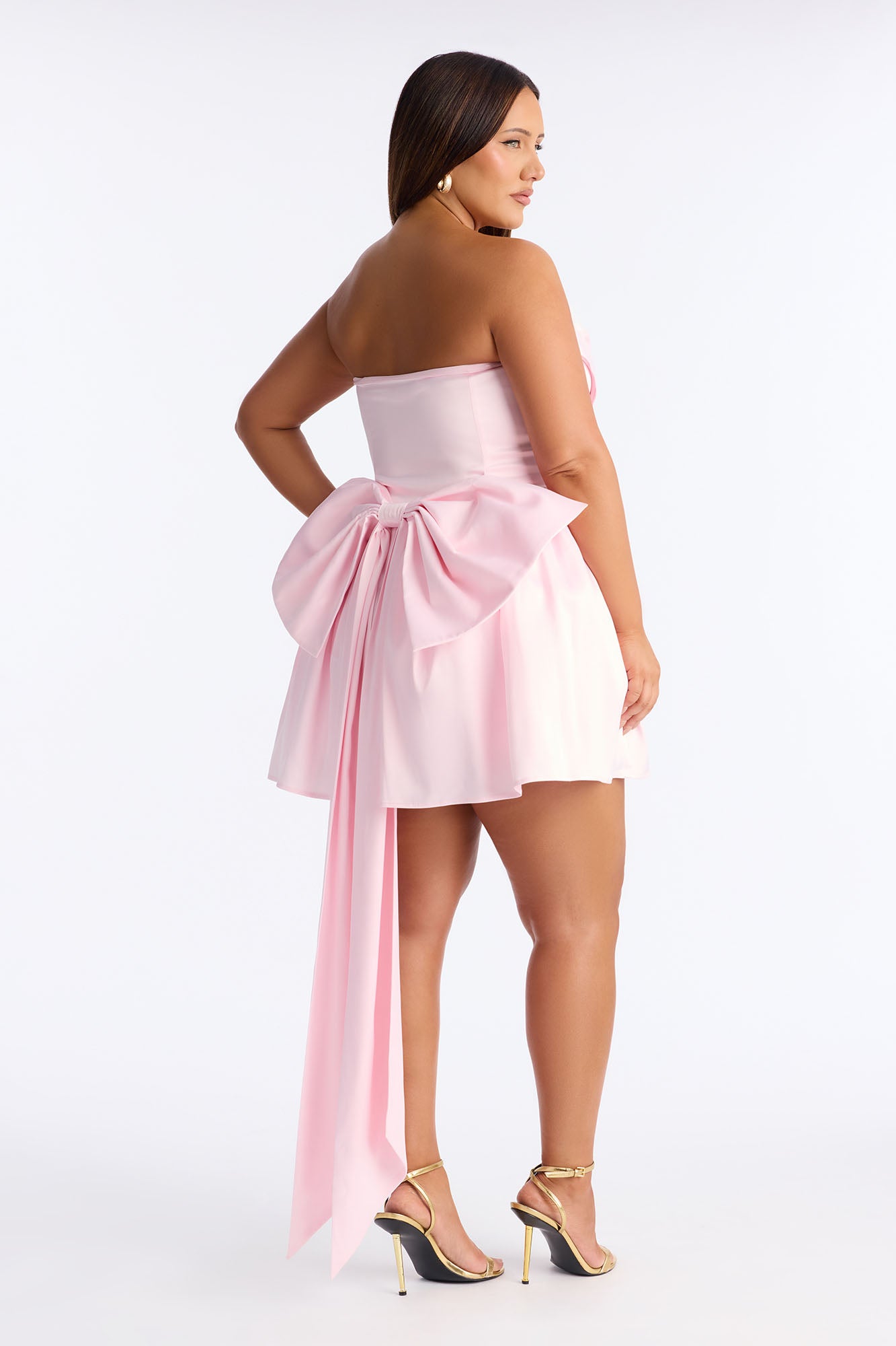 Livia Bow Satin Mini Dress - Pink