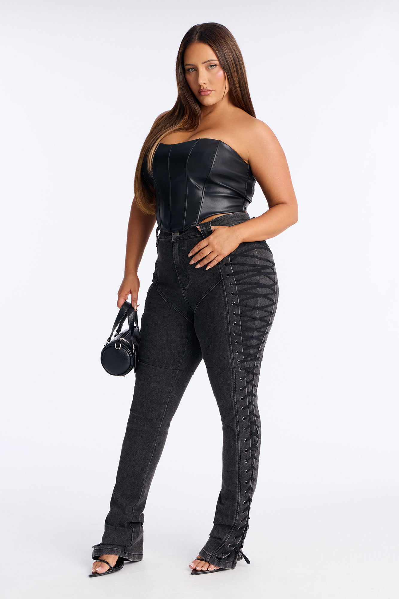 Tall After Hours Lace Up Flare Pant 36″ - Black