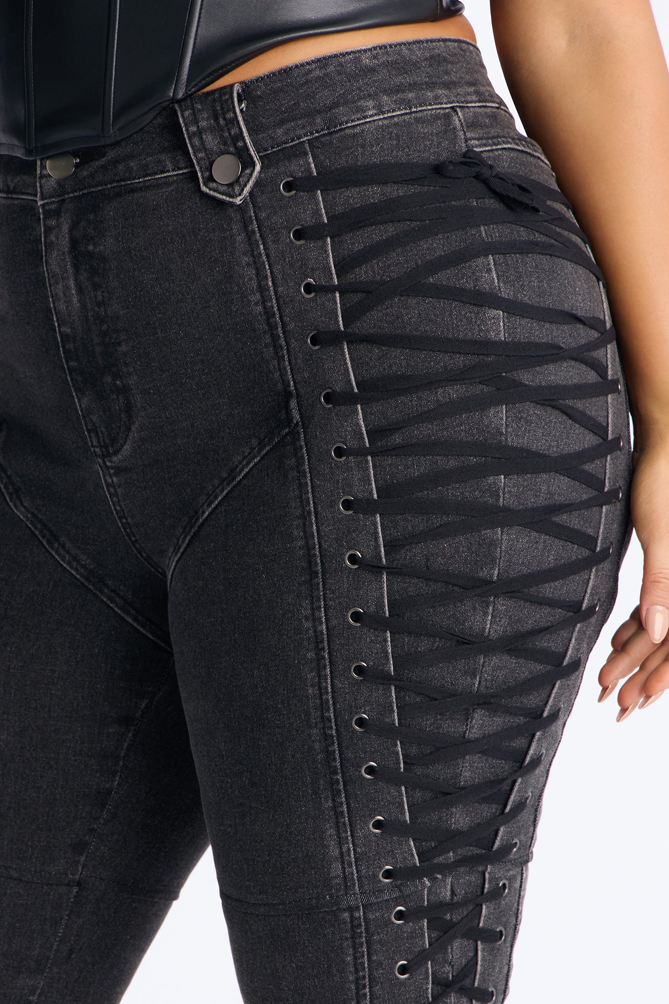 Tall After Hours Lace Up Flare Pant 36″ - Black