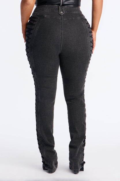Tall After Hours Lace Up Flare Pant 36″ - Black