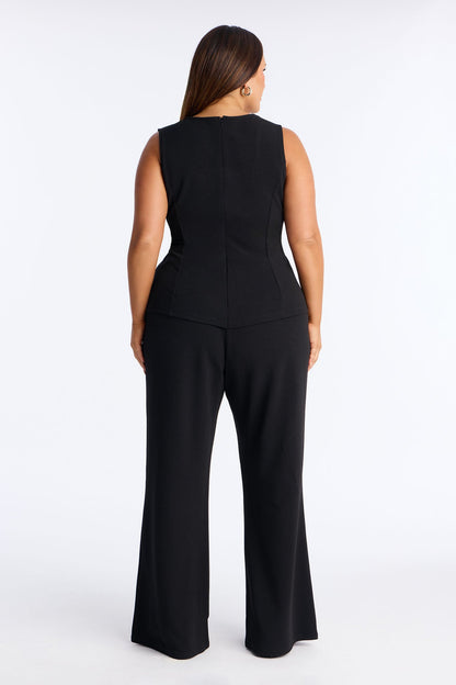 Gelina Square Neck Wide Leg Jumpsuit - Black