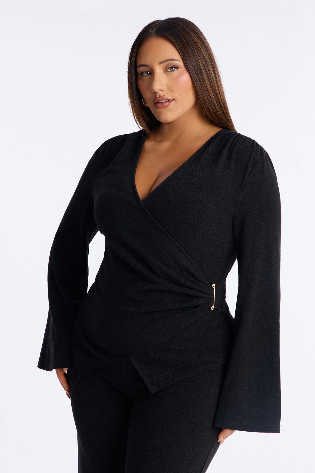 Bailey Flare Leg Pant Set - Black