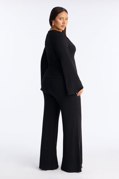 Bailey Flare Leg Pant Set - Black