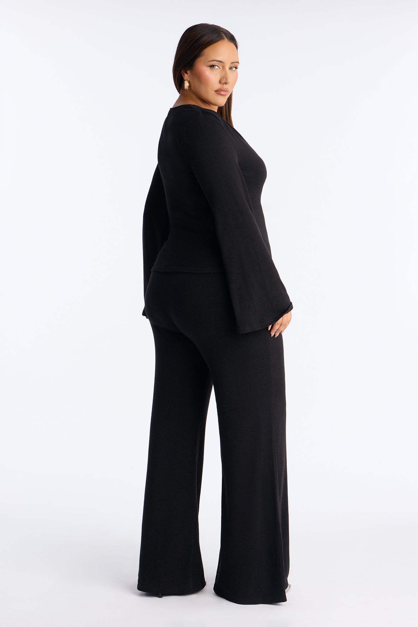 Bailey Flare Leg Pant Set - Black