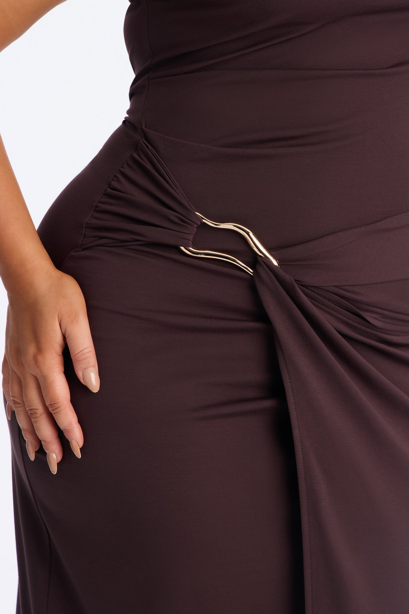 Brianna Hardware Maxi Dress - Chocolate