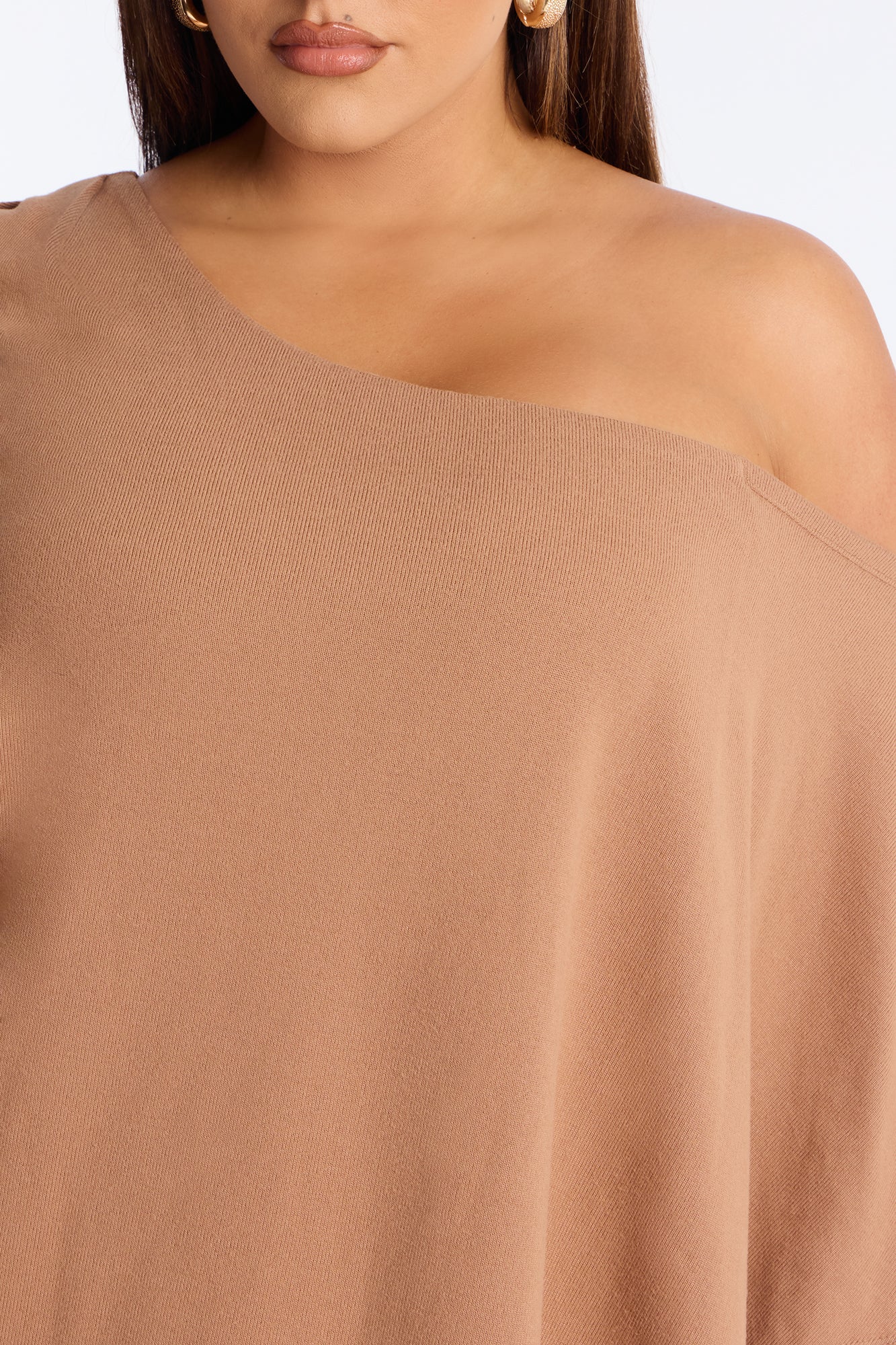 Charlotte Asymmetrical Sweater Mini Dress - Brown