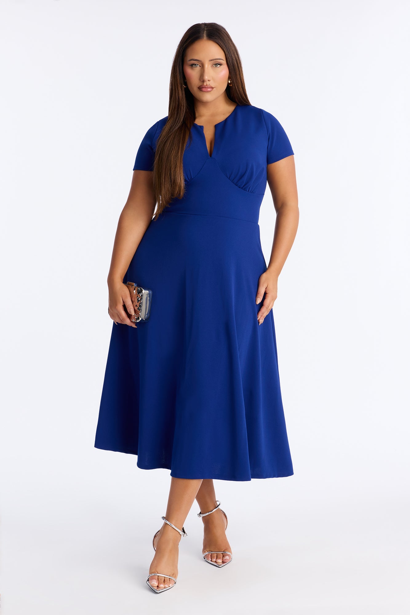 Charolette Short Sleeve Midi Dress - Navy