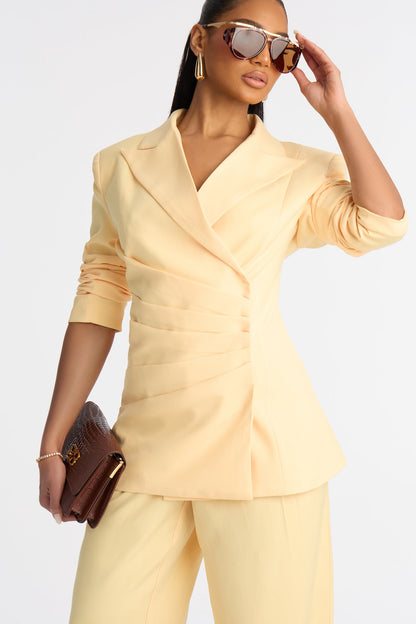 Dusk Till Dawn Ruched Blazer - Butter Yellow