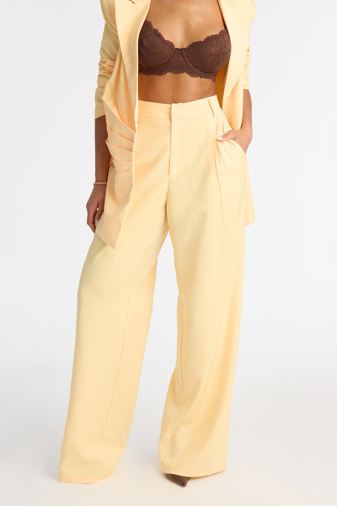 Dusk Till Dawn Wide Leg Trouser Pant 32″ - Butter Yellow