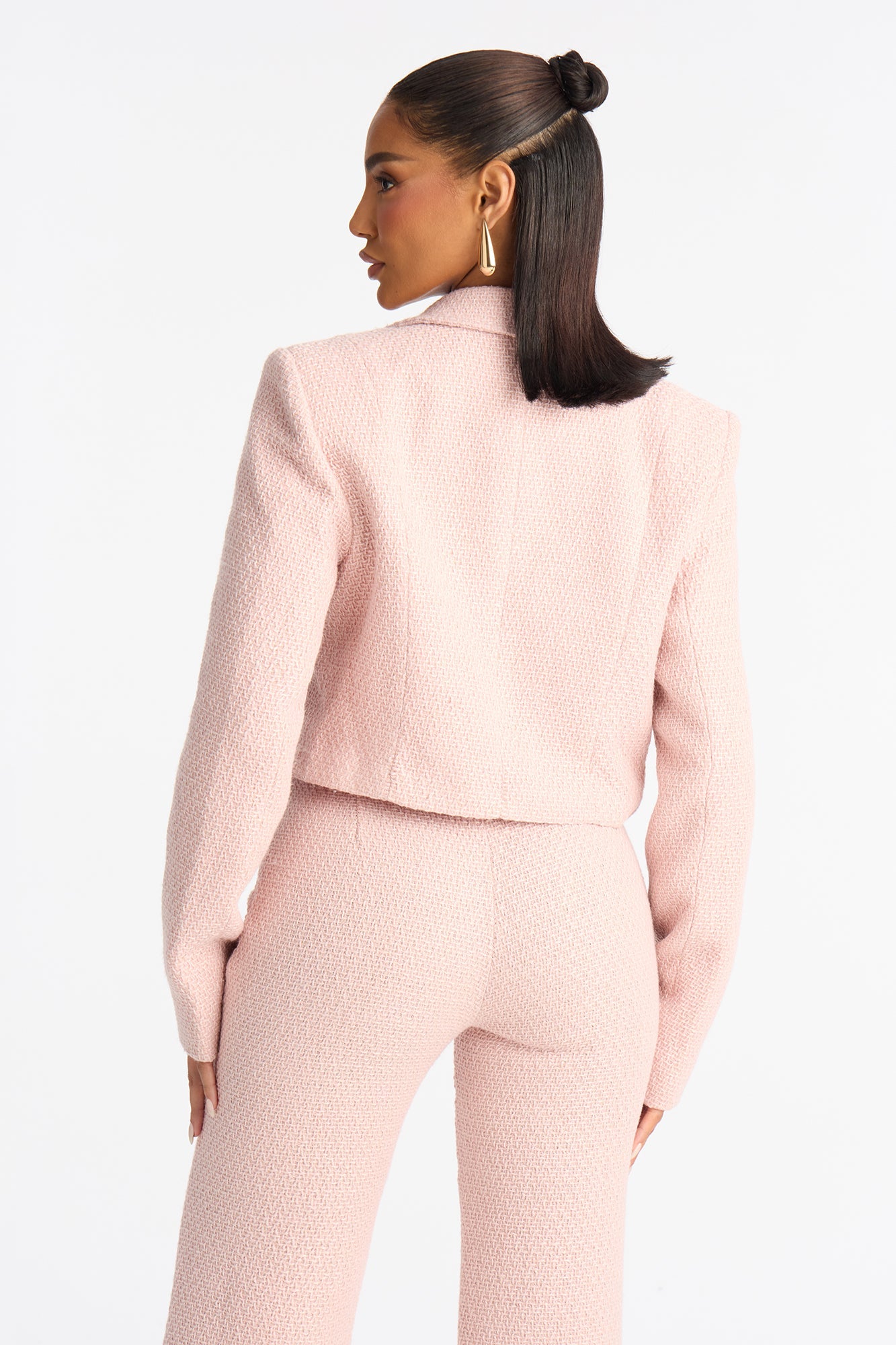Mary Jane Cropped Tweed Coat - Pink