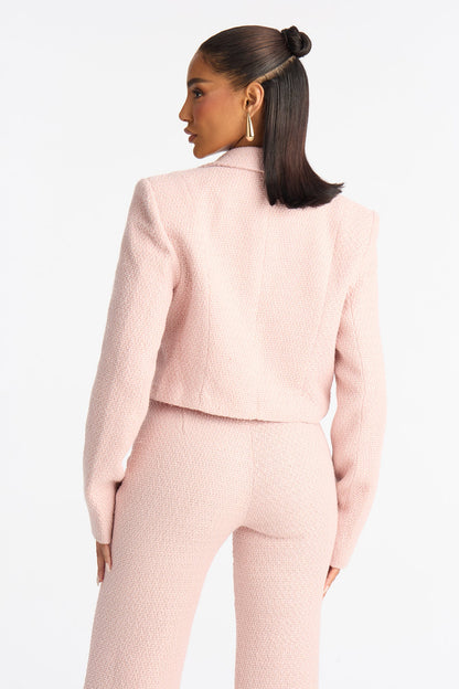 Mary Jane Cropped Tweed Coat - Pink