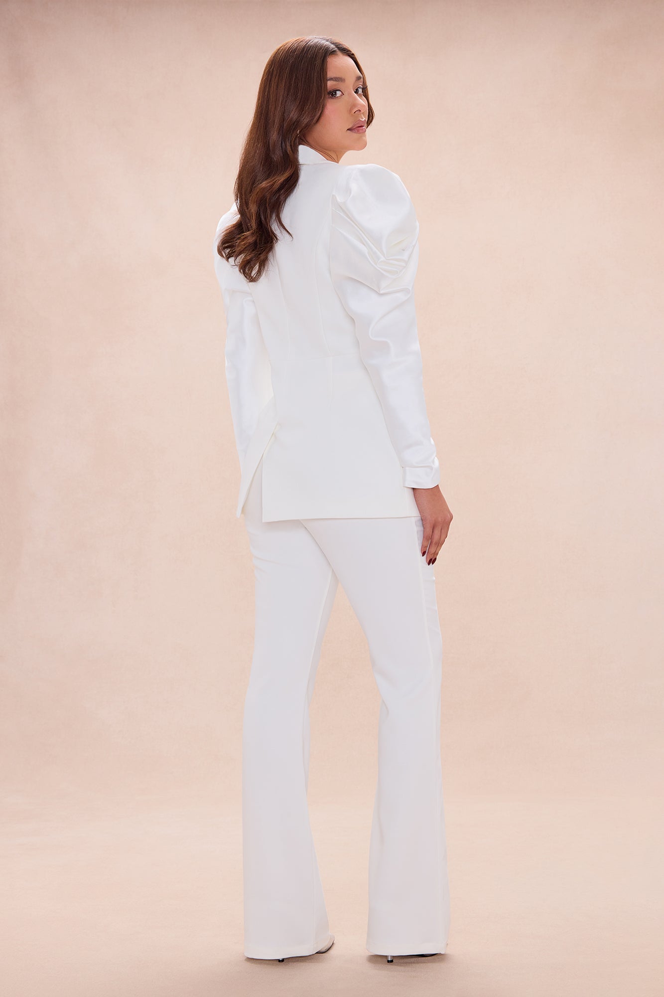 Vega Puff Sleeve Blazer Pant Set - White