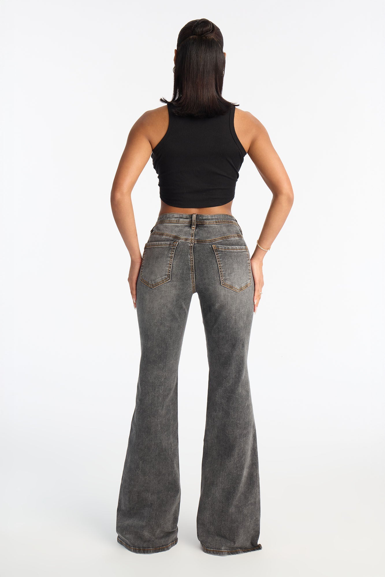 Wax And Wane Everyday Stretch Flare Jeans - Grey