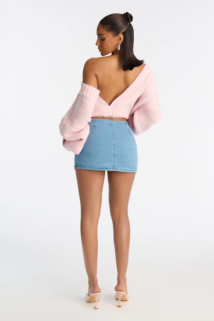 Danielle Denim Micro Mini Skort - Light Wash
