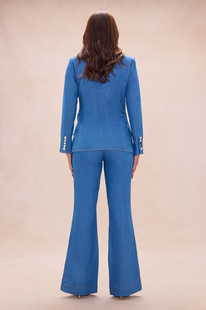Denice Denim Blazer Suit Set - Medium Wash