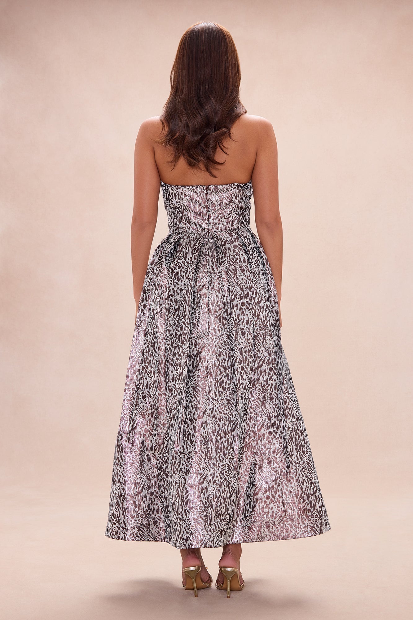 Wren Strapless Jacquard Maxi Dress - Brown/combo