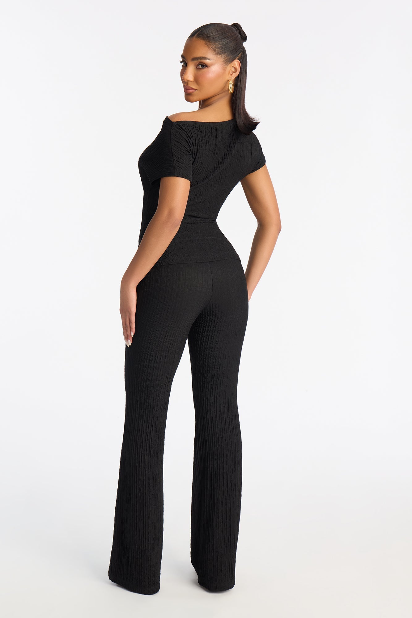 Delilah Textured Pant Set - Black