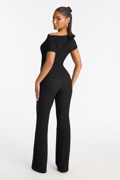 Delilah Textured Pant Set - Black