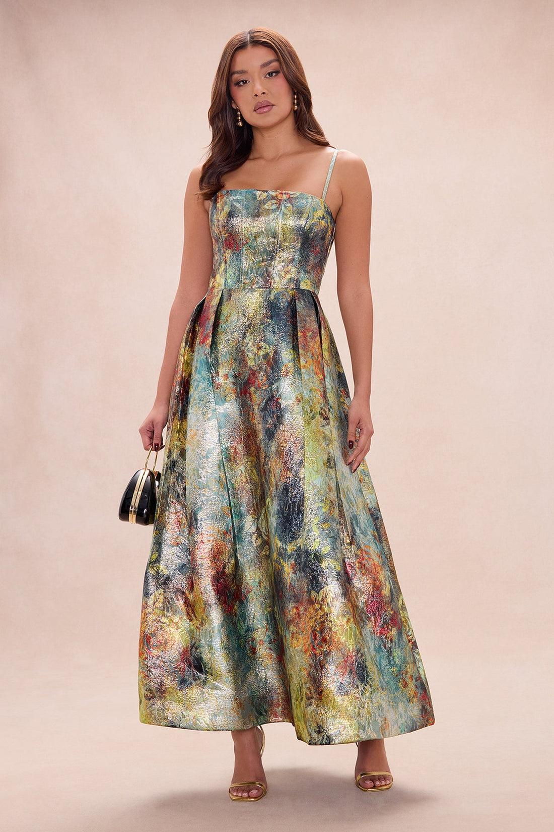 Garden Fairy Jacquard Maxi Dress - Green/combo