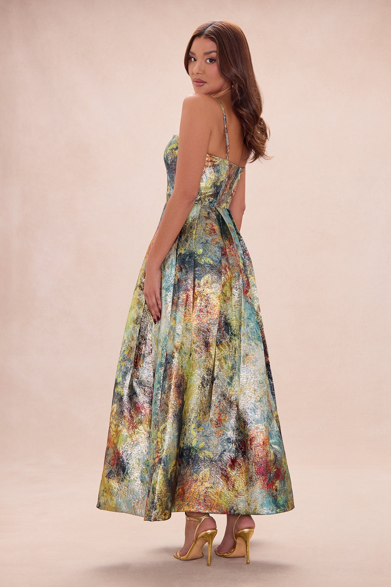 Garden Fairy Jacquard Maxi Dress - Green/combo