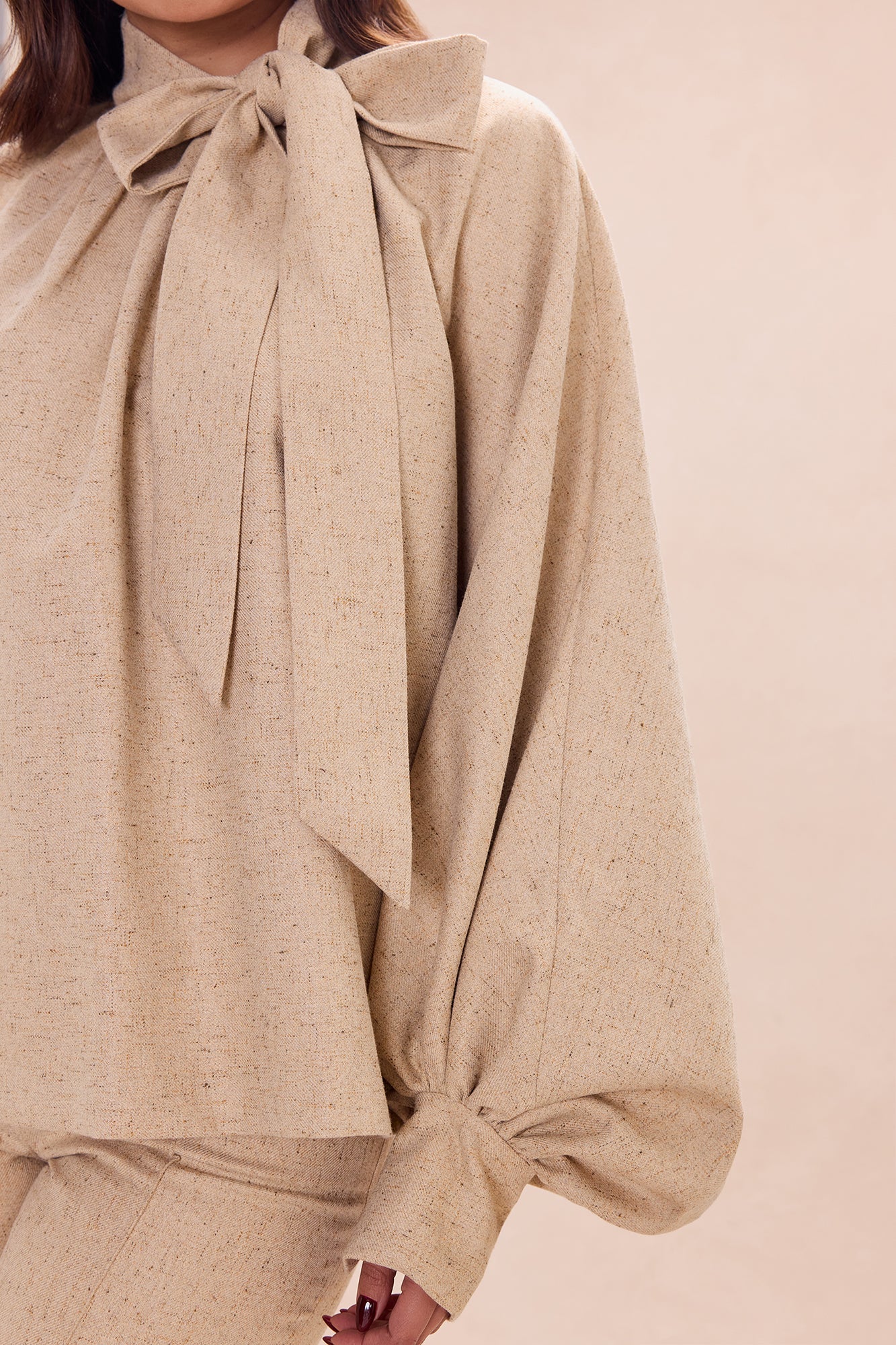 Theodora Bow Pant Set - Beige