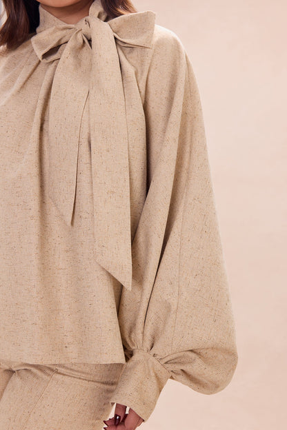 Theodora Bow Pant Set - Beige