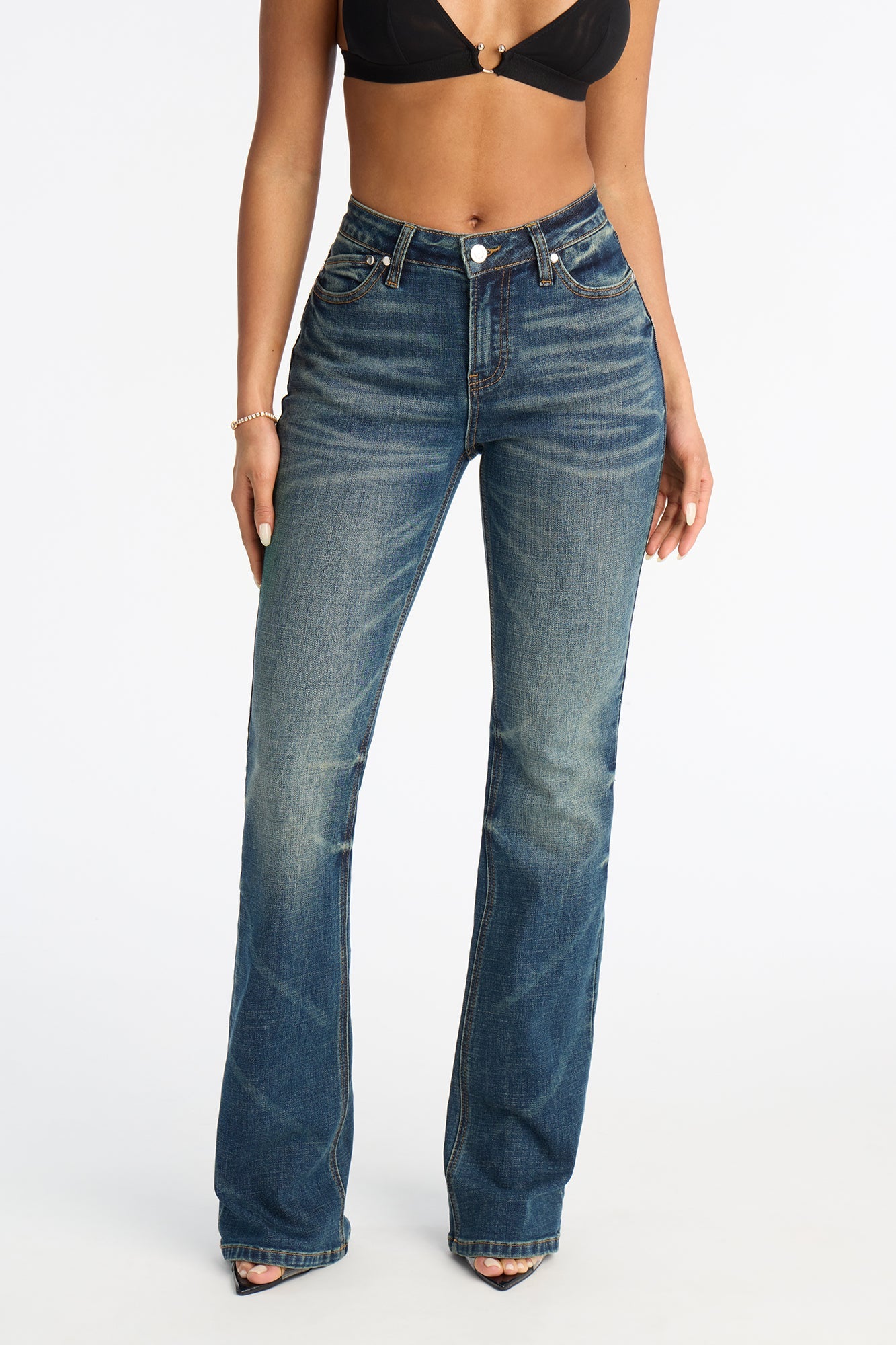 My Vibe Mid Rise Stretch Bootcut Jeans - Vintage Wash