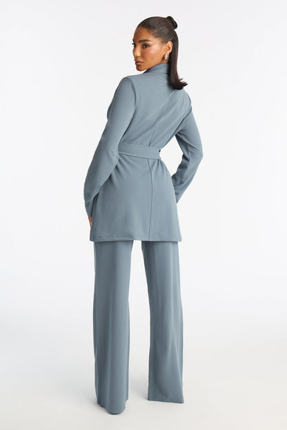 CEO Vibes Blazer Set - Slate Blue