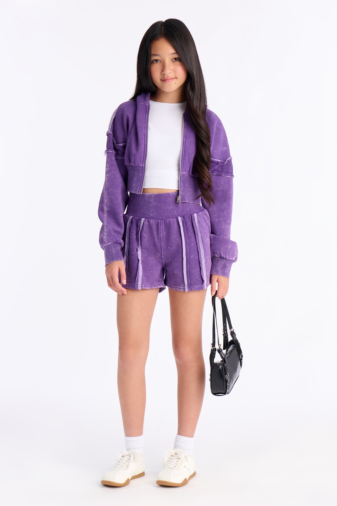 Mini Kamaya Washed Fleece Short Set - Purple