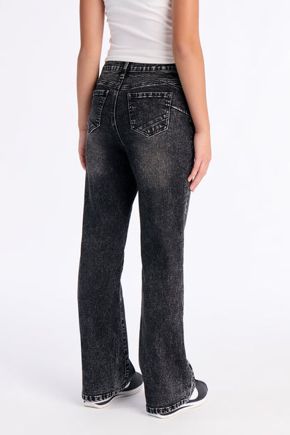 Mini Gemma Stretch Flare Jeans - Black