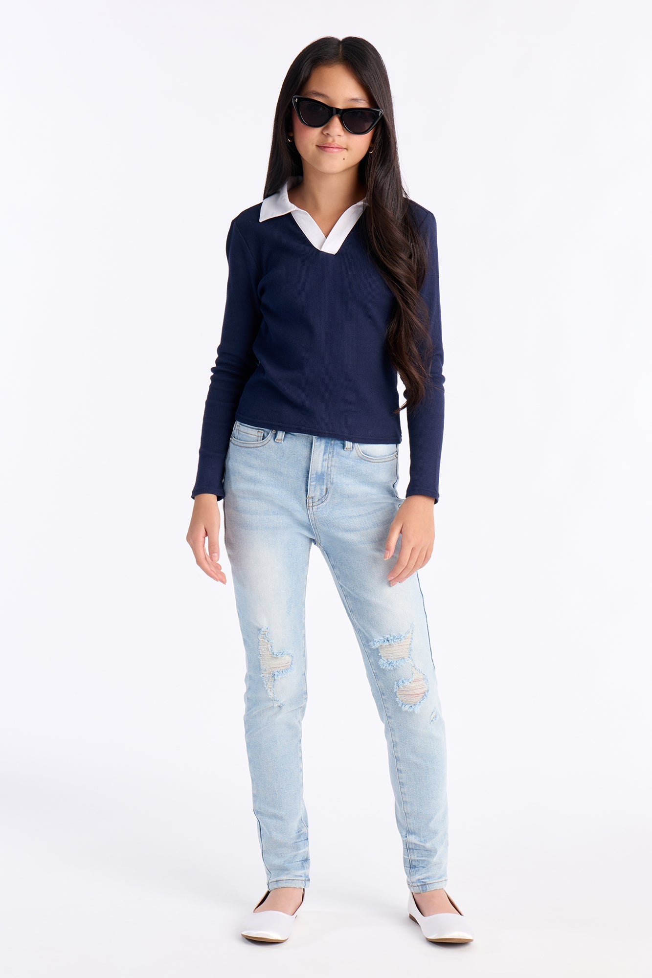 Mini Kalisha Stretch Ripped Skinny Jeans - Light Wash