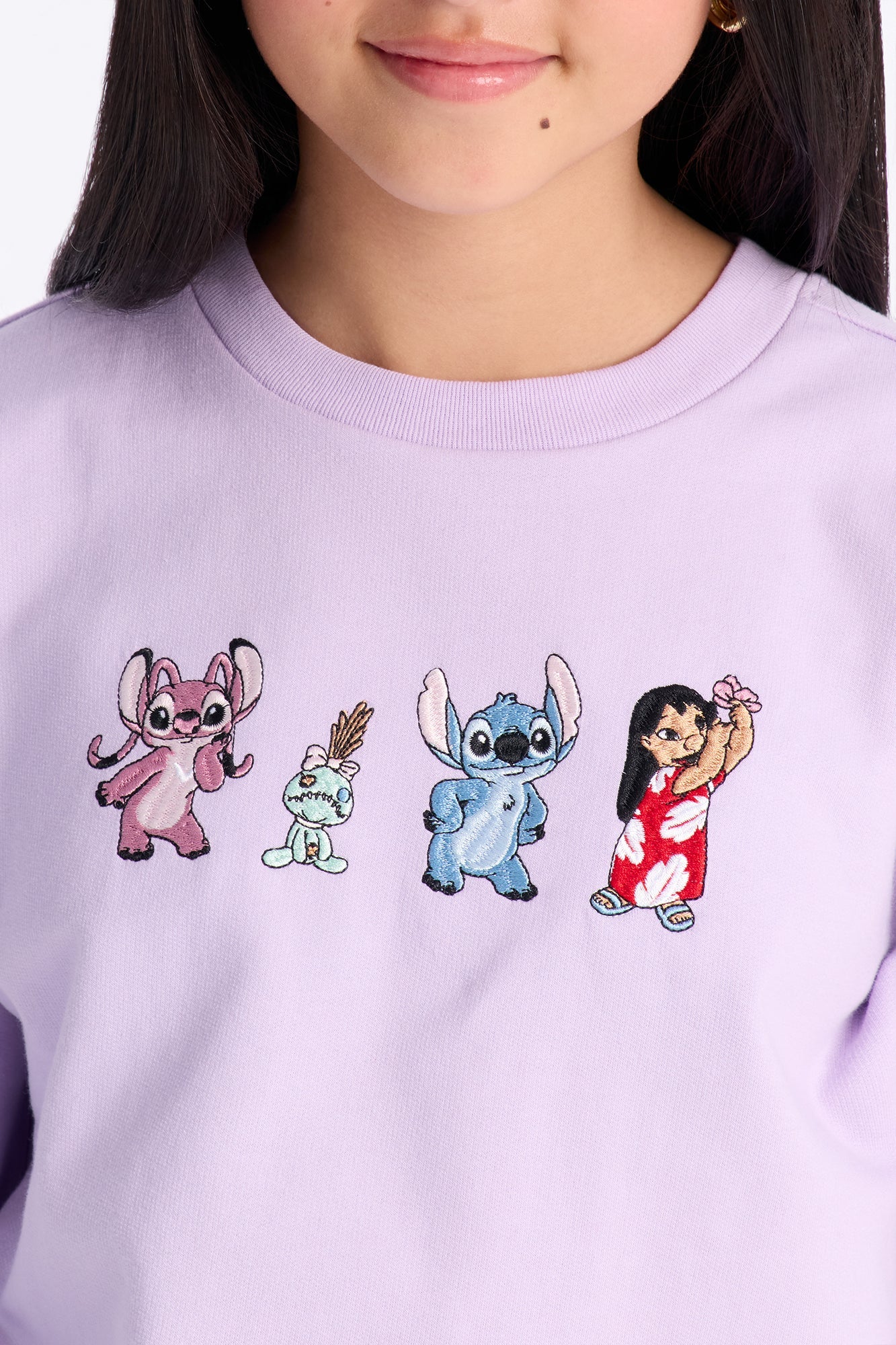 Mini Stitch And His Ohana Front/Back Crew Neck Sweatshirt - Ivory