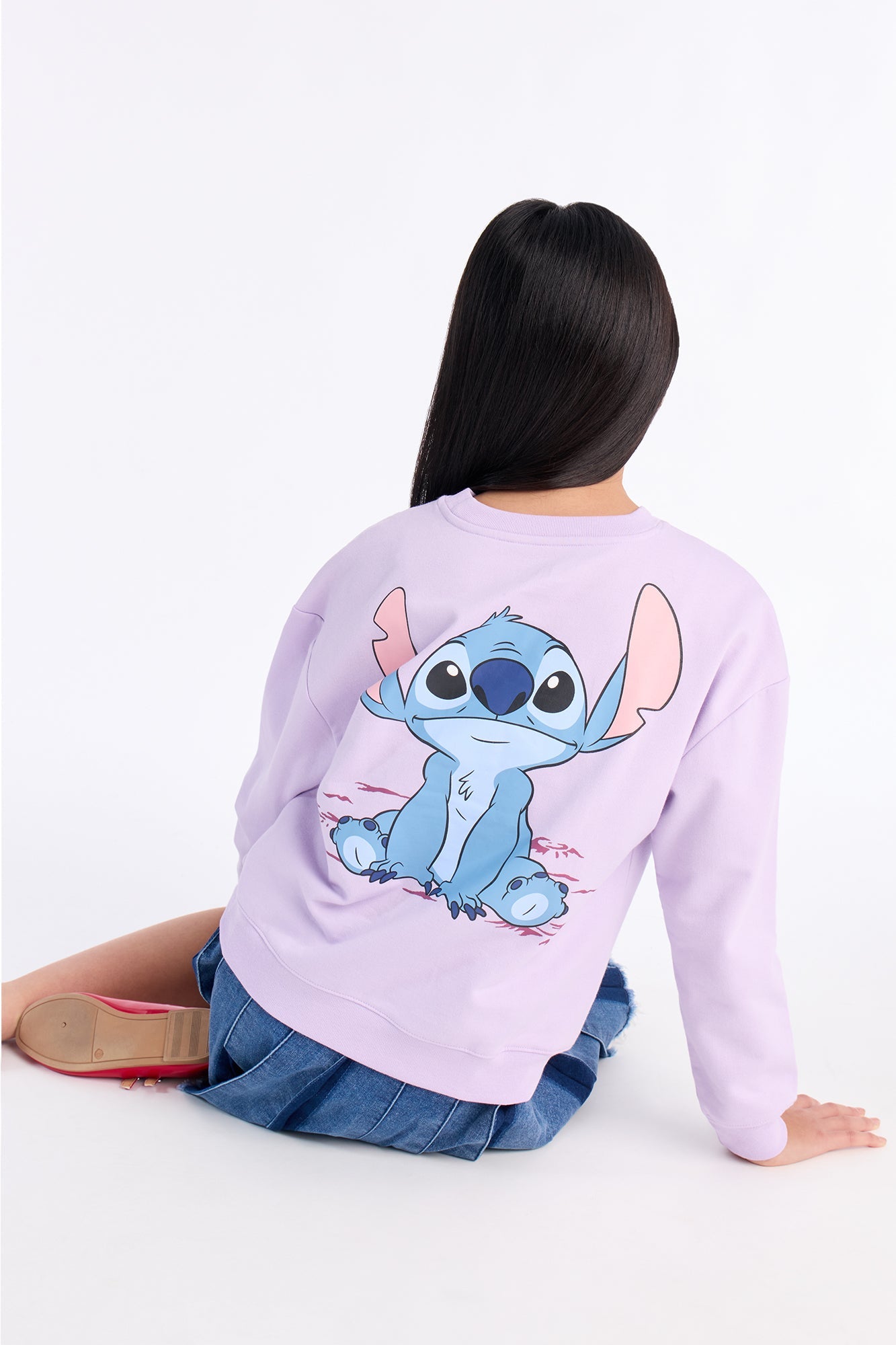 Mini Stitch And His Ohana Front/Back Crew Neck Sweatshirt - Ivory