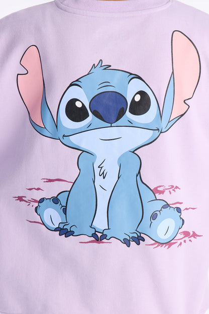 Mini Stitch And His Ohana Front/Back Crew Neck Sweatshirt - Ivory