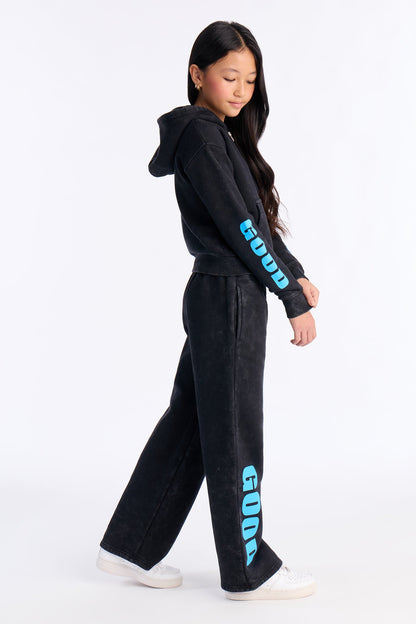Mini Good Vibes Always Washed Fleece Pants - Charcoal/combo