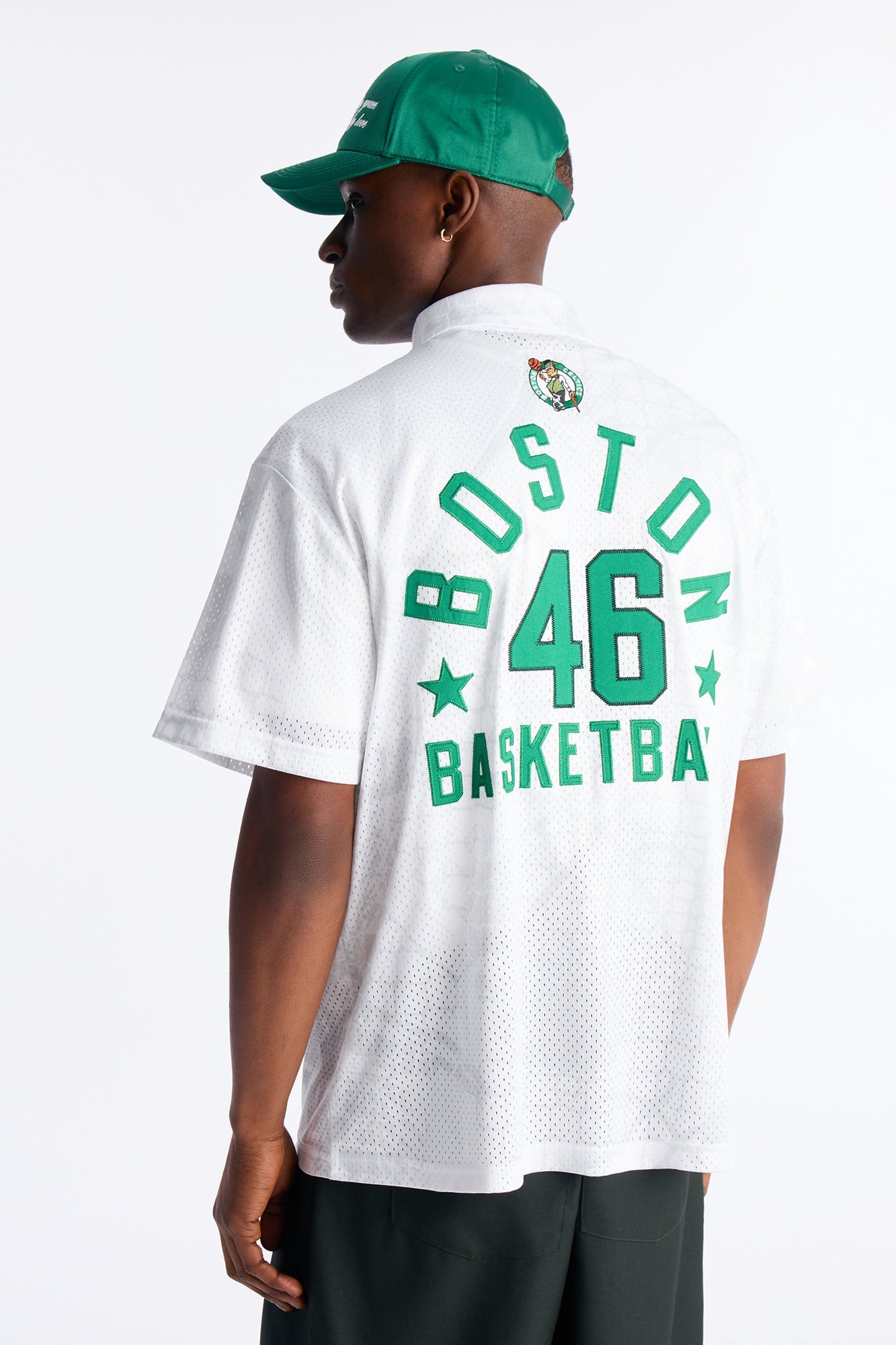 Celtics Rim Rocker Zip Up Mesh Top - White