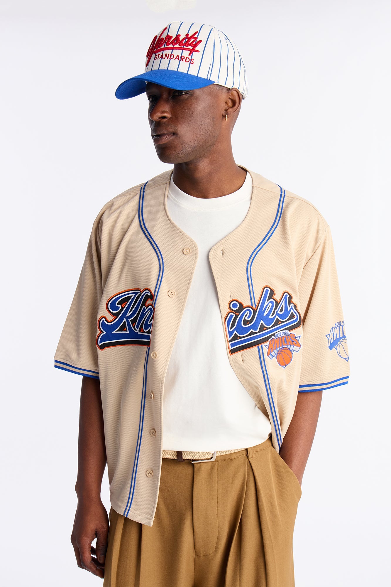 Knicks Home Team Boxy Baseball Jersey - Sand