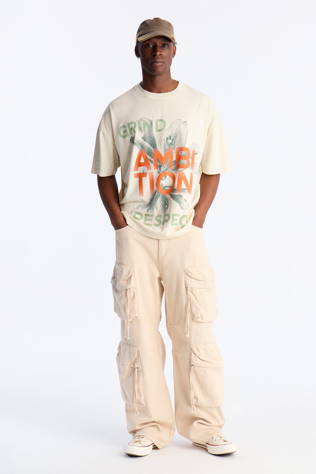 Grind To Respect Oversized Short Sleeve Tee - Cream