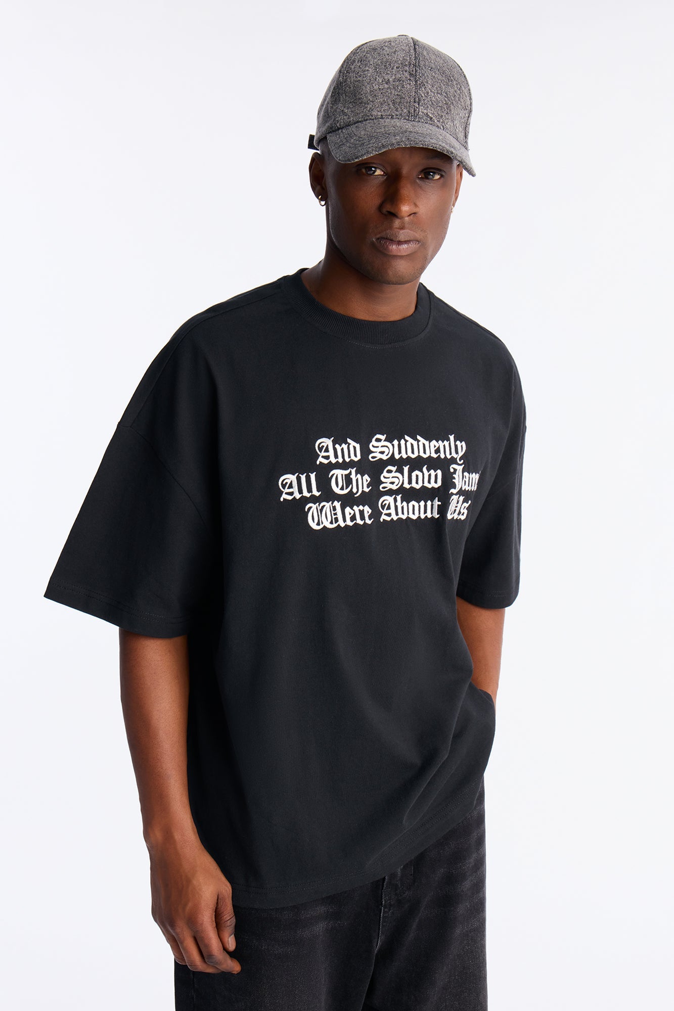 Premium Slow Jam Oversized Short Sleeve Tee - Black