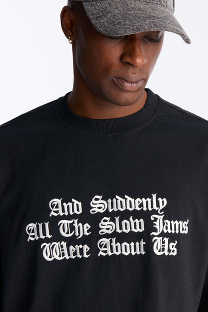 Premium Slow Jam Oversized Short Sleeve Tee - Black